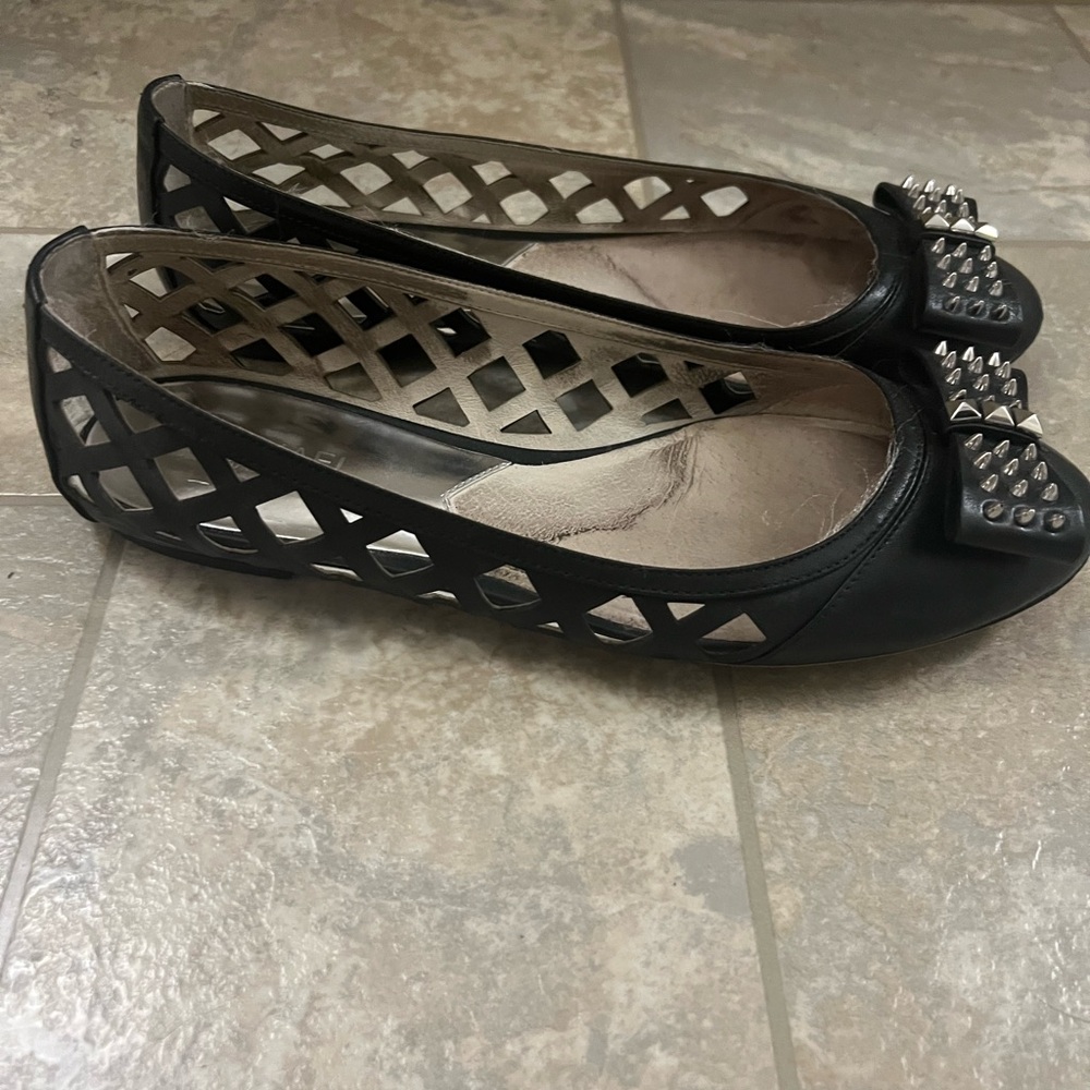 Michael Kors Black Studded Bow Flats - Picture 4 of 5